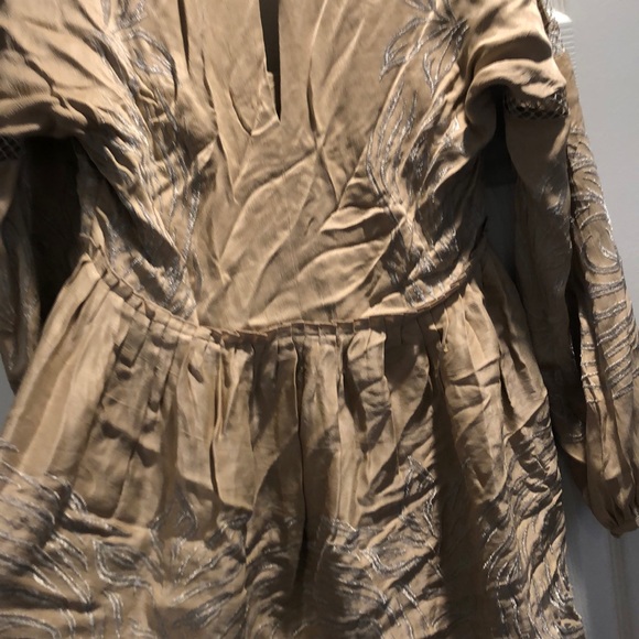 Free people dress.  Size 4.  Cream color with silver details. - Picture 9 of 15